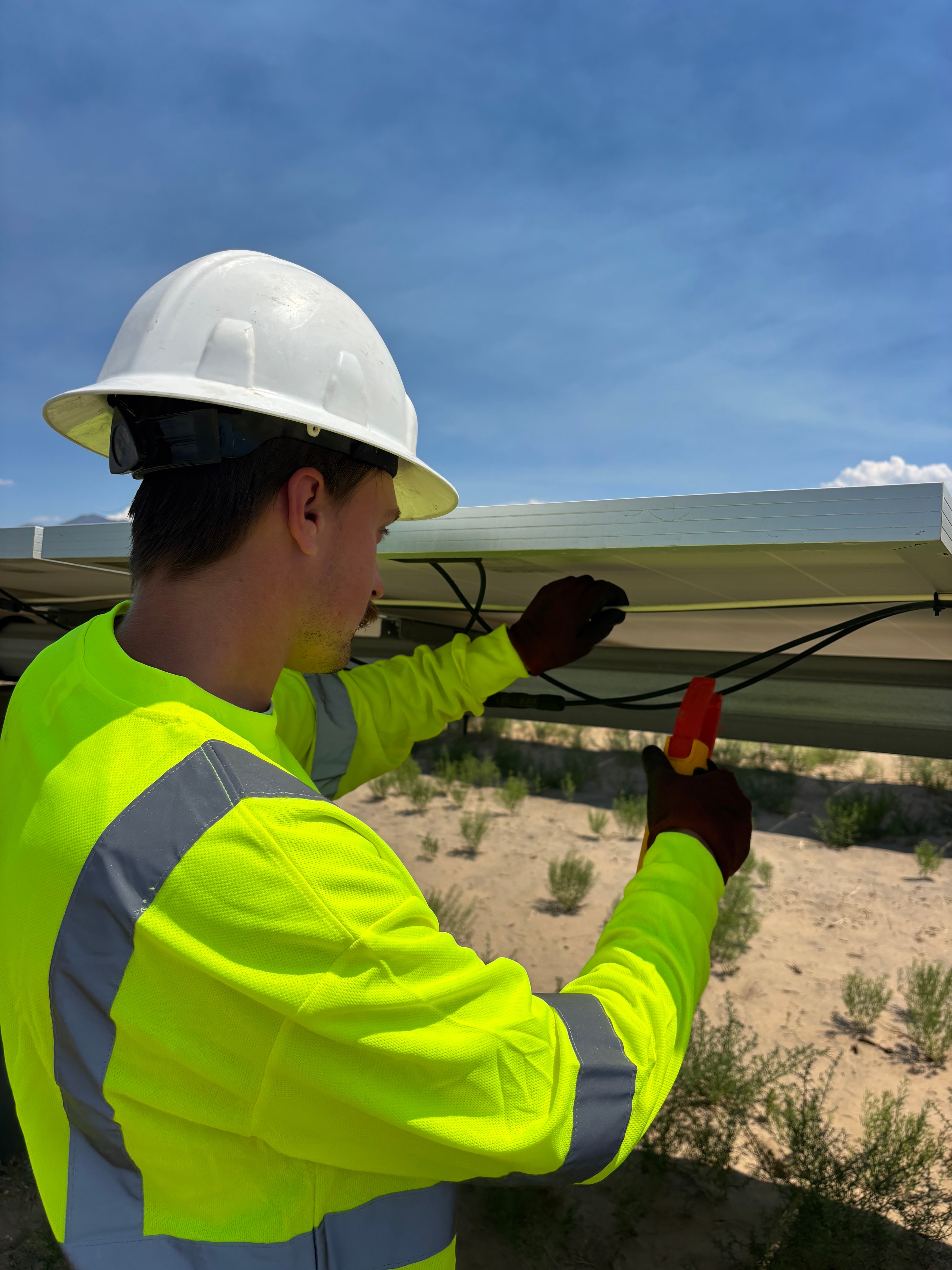 Aerial view of solar site during maintenance